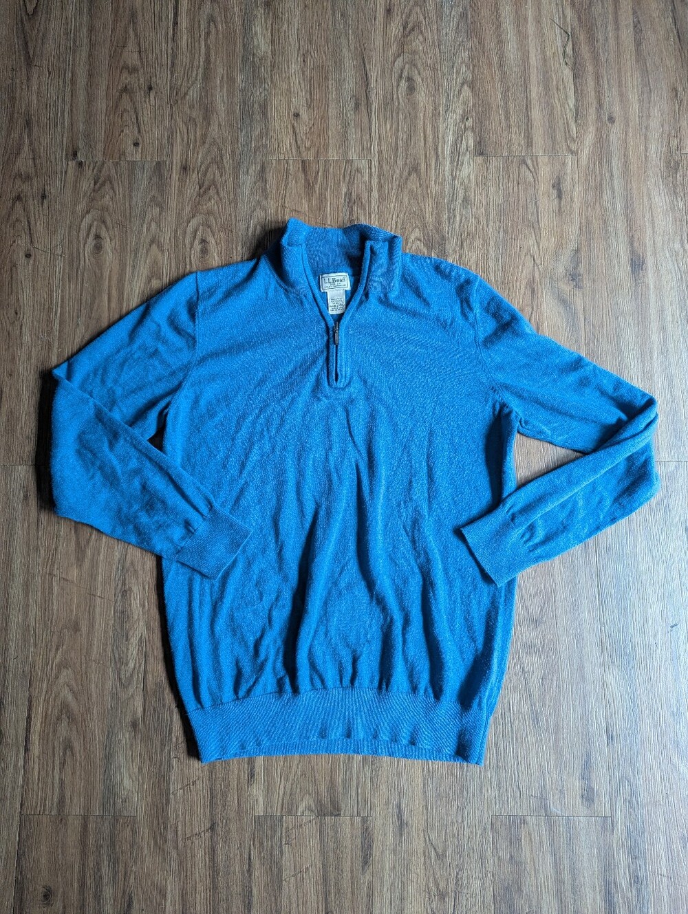 L.L. Bean Men's Blue Quarter-Zip Sweater Cashmere Blend Sz M Tall